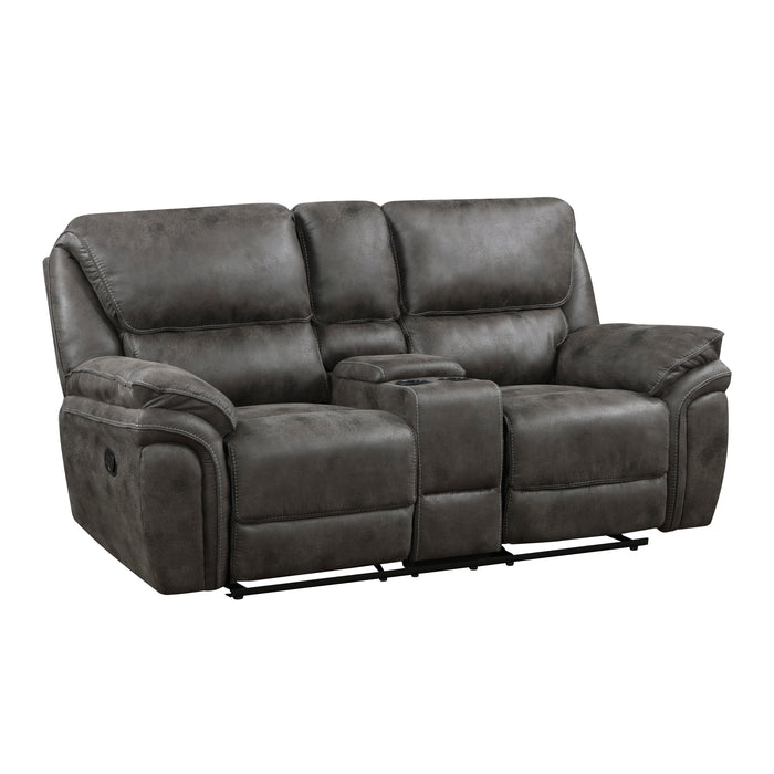 Proctor Double Reclining Loveseat with Center Console in Gray - 8517GRY-2