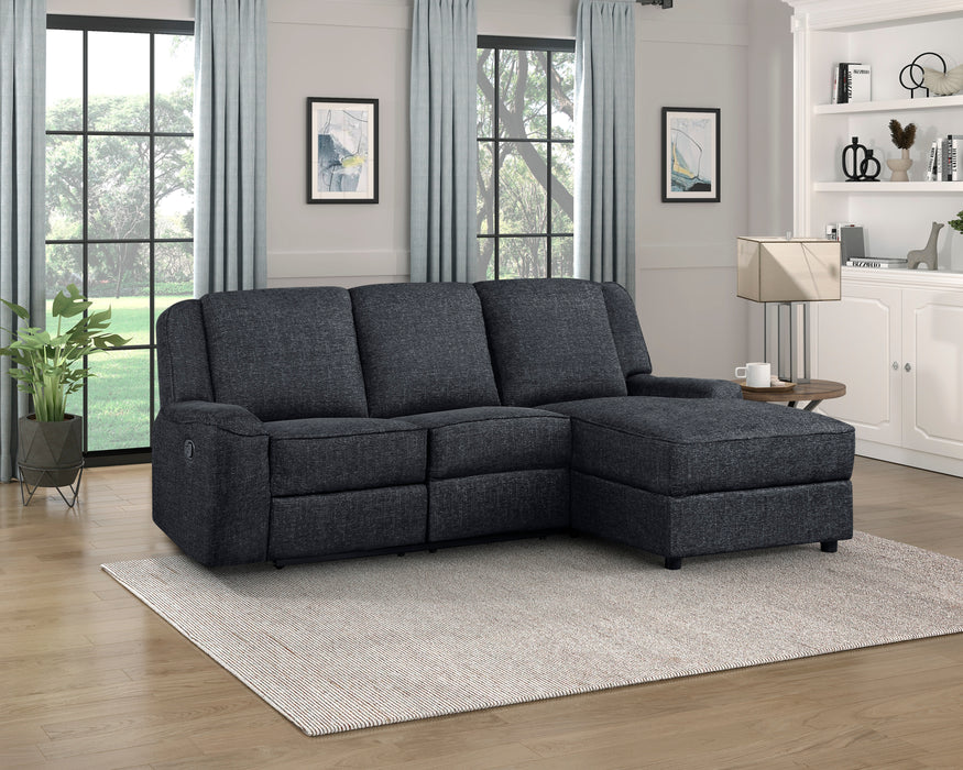 Monterey 2-Piece Reclining Sectional with Right Chaise in Black - 8530EB*SC