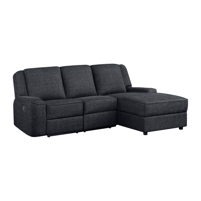 Monterey 2-Piece Reclining Sectional with Right Chaise in Black - 8530EB*SC