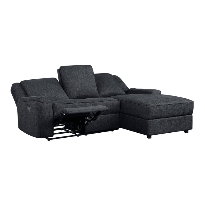 Monterey 2-Piece Reclining Sectional with Right Chaise in Black - 8530EB*SC