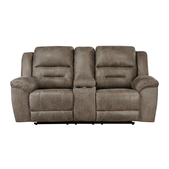 Hazen Double Reclining Loveseat with Center Console in Brown - 8538BR-2 image