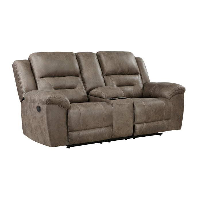 Hazen Double Reclining Loveseat with Center Console in Brown - 8538BR-2