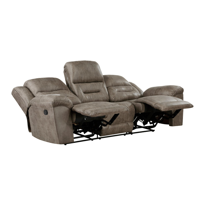 Hazen Double Reclining Sofa in Brown - 8538BR-3