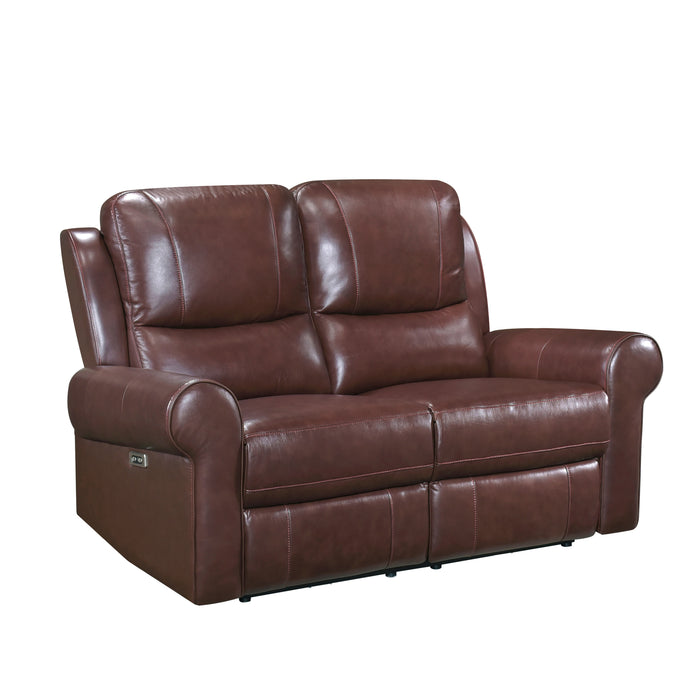 Mccall Power Double Reclining Loveseat with Power Headrests and Charging Ports in Brown - 8546BR-2PWH