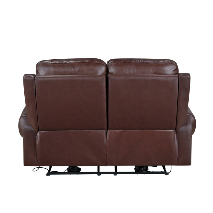 Mccall Power Double Reclining Loveseat with Power Headrests and Charging Ports in Brown - 8546BR-2PWH