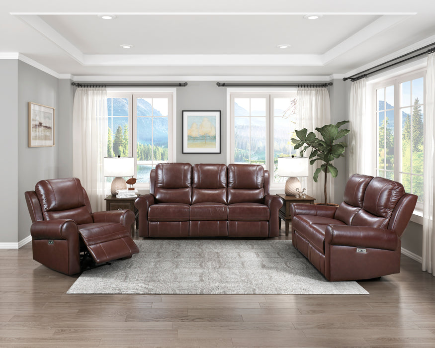 Mccall Power Double Reclining Loveseat with Power Headrests and Charging Ports in Brown - 8546BR-2PWH