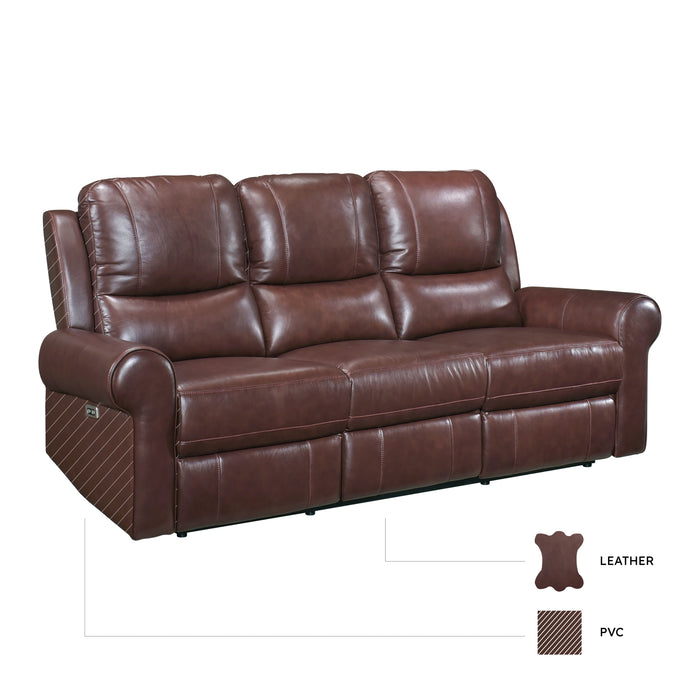 Mccall Power Double Reclining Sofa with Power Headrests and Charging Ports in Brown - 8546BR-3PWH