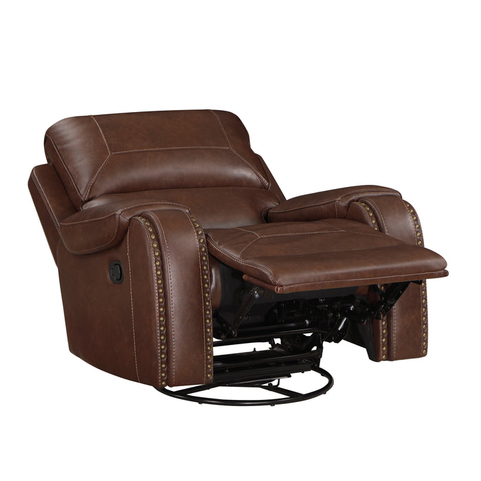 Newnan Swivel Glider Reclining Chair in Brown - 8549BRW-1