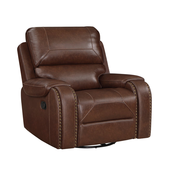 Newnan Swivel Glider Reclining Chair in Brown - 8549BRW-1