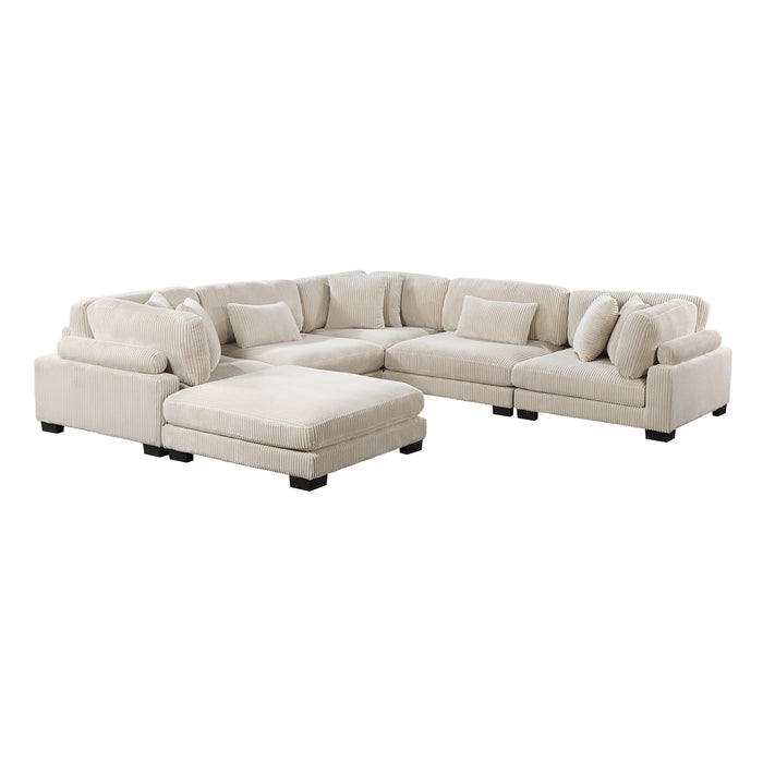 Traverse 6-Piece Modular Sectional with Ottoman in Beige - 8555BE*3CR2ACOT