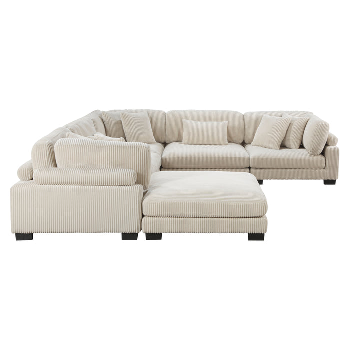 Traverse 6-Piece Modular Sectional with Ottoman in Beige - 8555BE*3CR2ACOT