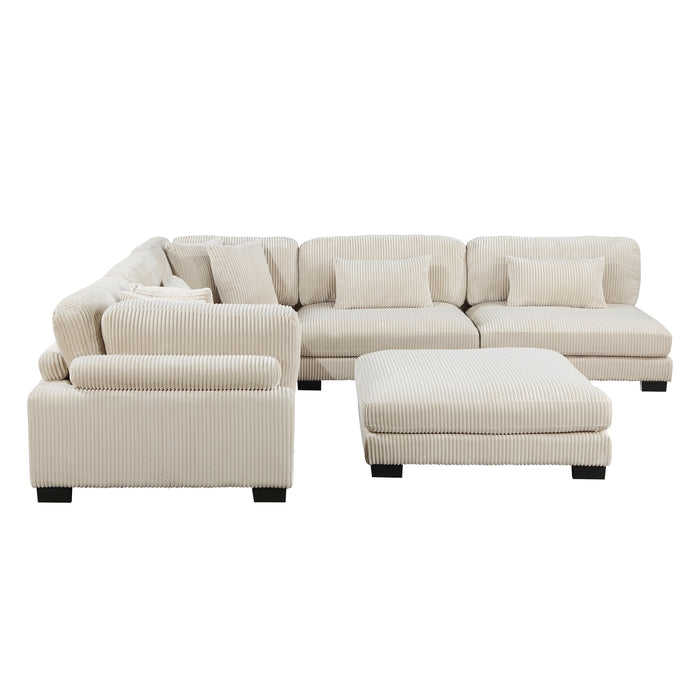 Traverse 6-Piece Modular Sectional with Ottoman in Beige - 8555BE*6OT