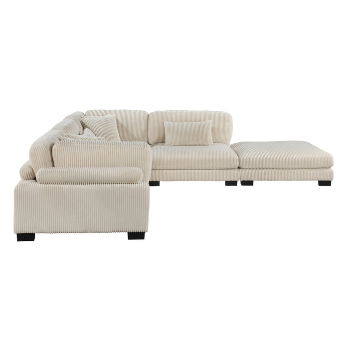 Traverse 5-Piece Modular Sectional with Ottoman in Beige - 8555BE*5OT