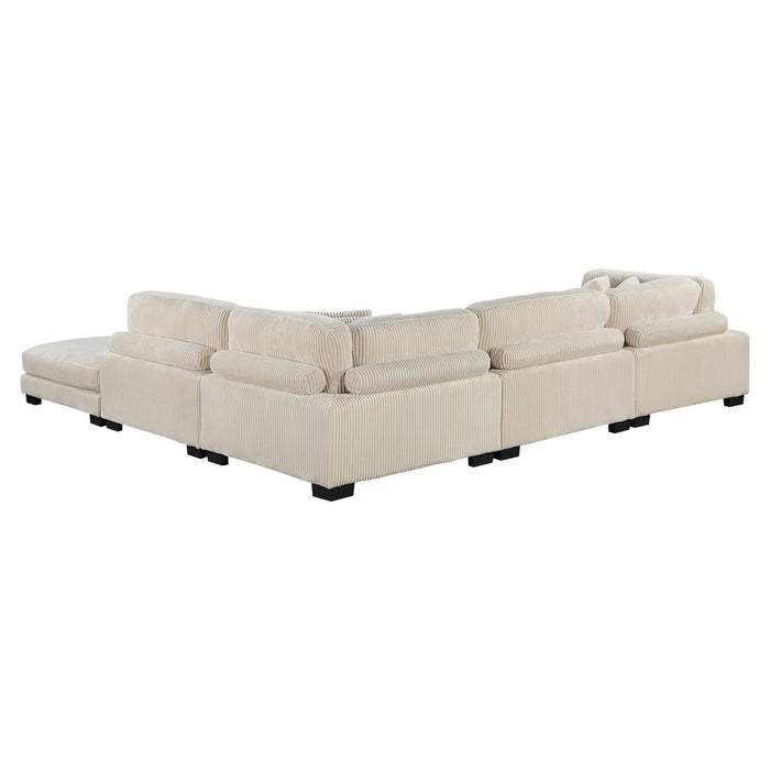 Traverse 5-Piece Modular Sectional with Ottoman in Beige - 8555BE*5OT