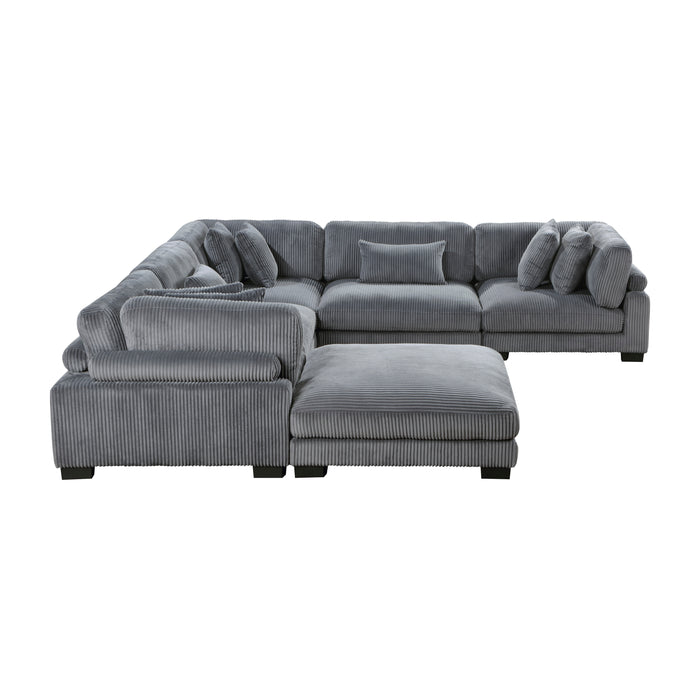 Traverse 6-Piece Modular Sectional with Ottoman in Gray - 8555GY*3CR2ACOT