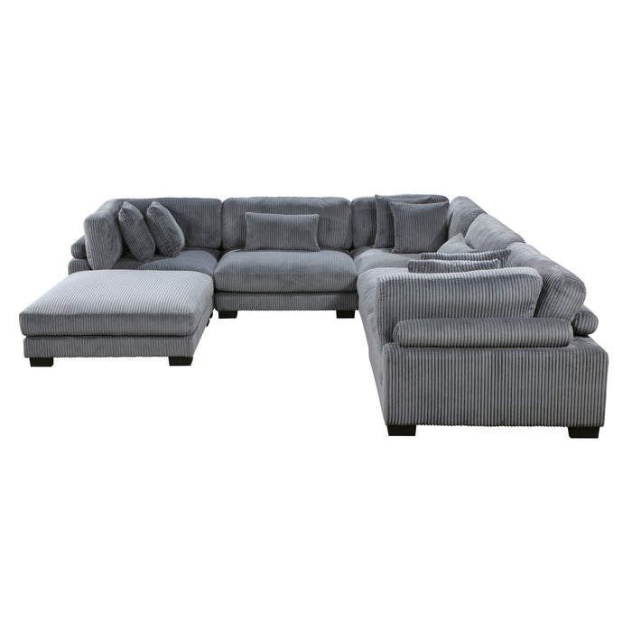 Traverse 6-Piece Modular Sectional with Ottoman in Gray - 8555GY*3CR2ACOT