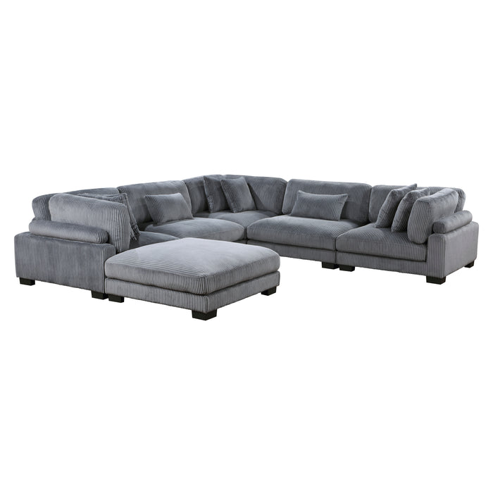 Traverse 6-Piece Modular Sectional with Ottoman in Gray - 8555GY*3CR2ACOT