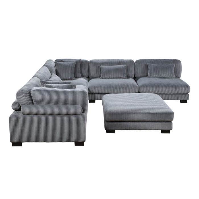 Traverse 6-Piece Modular Sectional with Ottoman in Gray - 8555GY*6OT