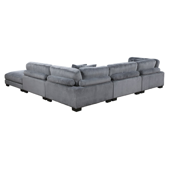 Traverse 5-Piece Modular Sectional with Ottoman in Gray - 8555GY*5OT