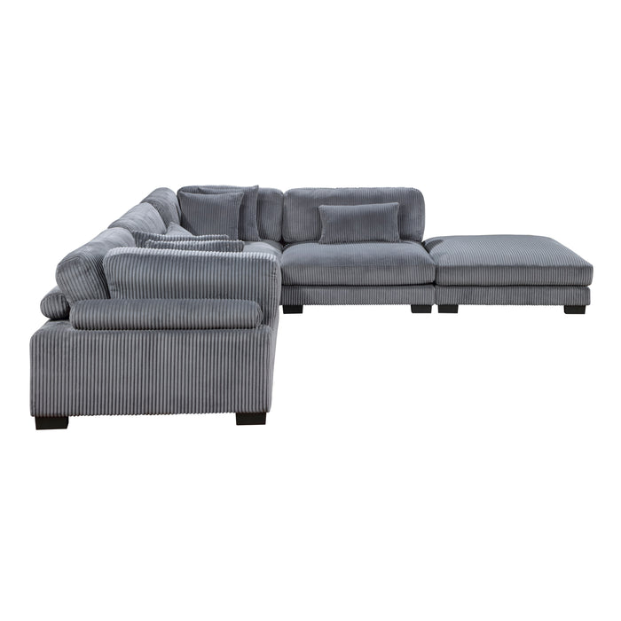 Traverse 5-Piece Modular Sectional with Ottoman in Gray - 8555GY*5OT