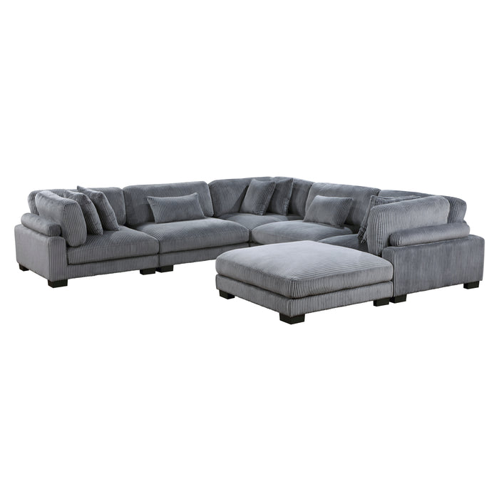 Traverse 6-Piece Modular Sectional with Ottoman in Gray - 8555GY*3CR2ACOT