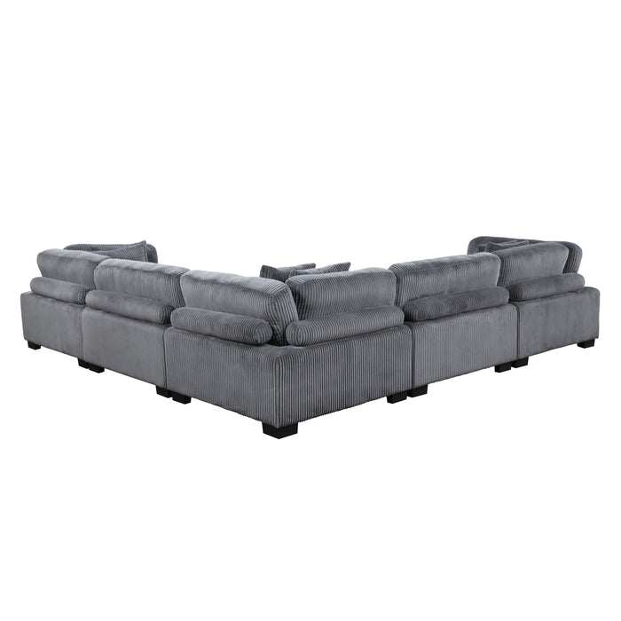 Traverse 5-Piece Modular Sectional in Gray - 8555GY*2AC3CR