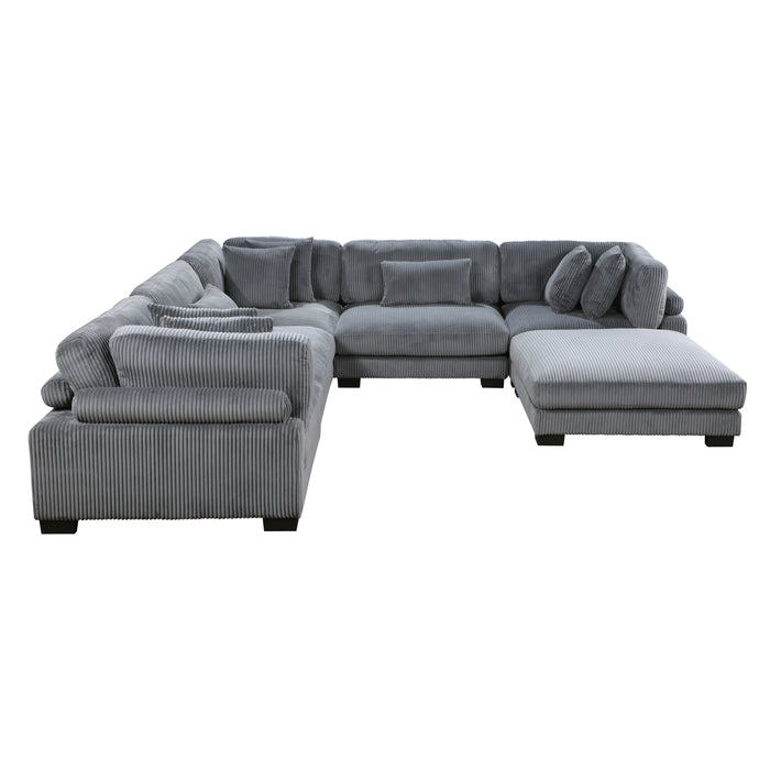 Traverse 6-Piece Modular Sectional with Ottoman in Gray - 8555GY*3CR2ACOT