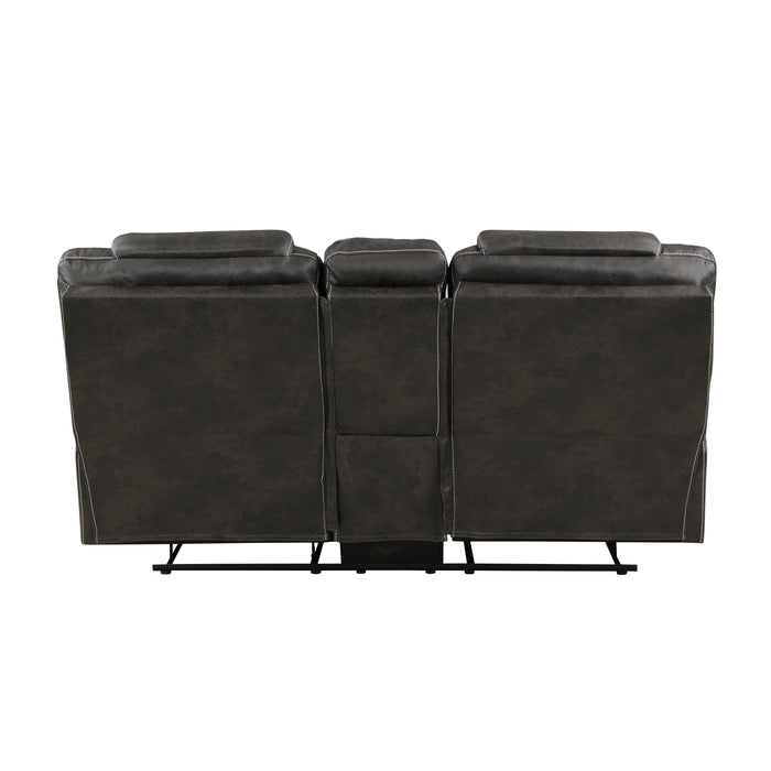 Gainesville Double Reclining Loveseat with Center Console in Brown - 8560PM-2