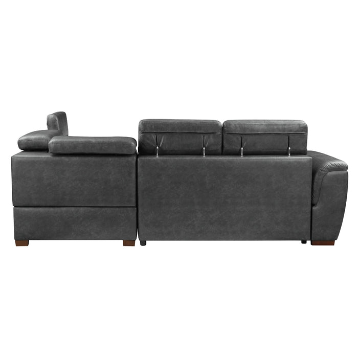 Barre 2-Piece Sectional with Pull-out Bed and Right Chaise with Hidden Storage, Adjustable Headrests in Gray - 8567GY*SC