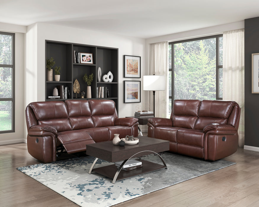 Lyman Double Reclining Loveseat in Brown - 8588BR-2