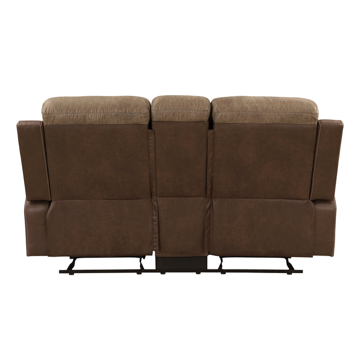 Glendale Double Glider Reclining Loveseat with Center Console in Brown - 8599BR-2