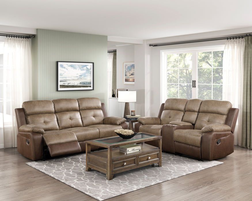 Glendale Double Glider Reclining Loveseat with Center Console in Brown - 8599BR-2