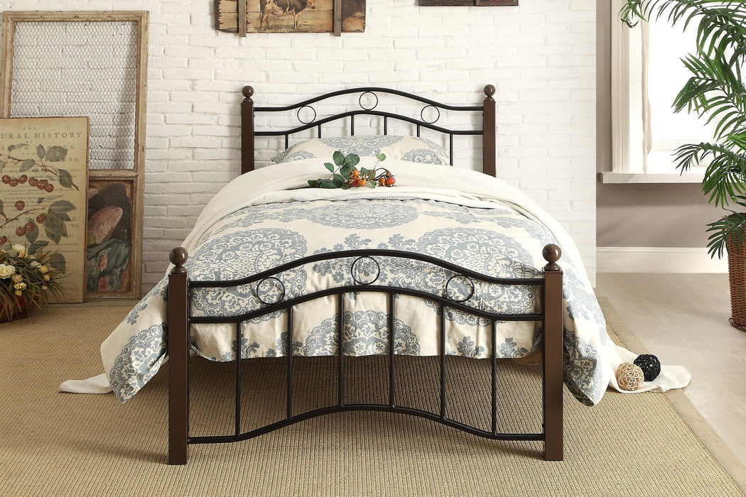 Averny Twin Platform Bed in Brown/Black - 2020TBK-1