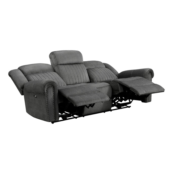 Brennen Power Double Reclining Sofa in Gray - 9204CC-3PW