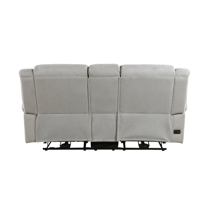 Brennen Power Double Reclining Loveseat with Center Console in Gray - 9204MT-2PW