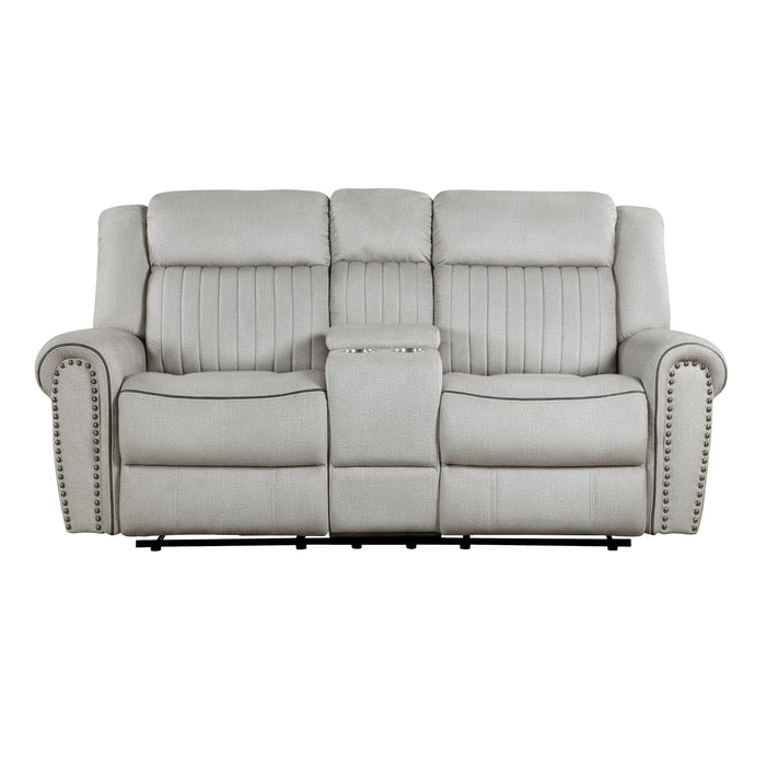 Brennen Double Reclining Loveseat with Center Console in Gray - 9204MT-2 image