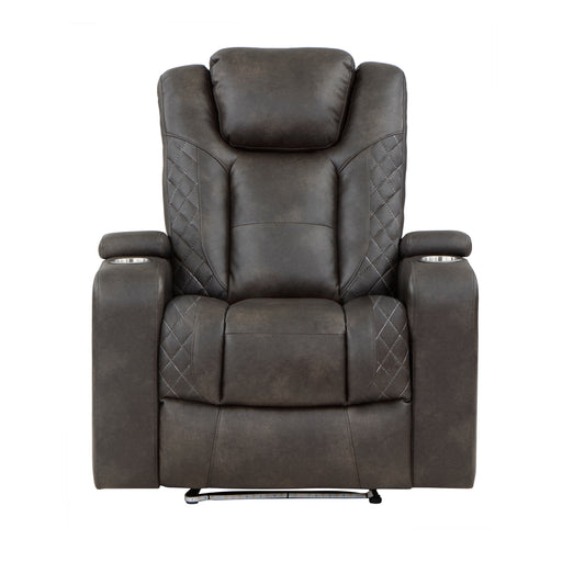 Tabor Power Reclining Chair with Power Headrest and Storage Arms, Cup Holders in Brown/Gray - 9211BRG-1PWH image