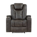 Tabor Power Reclining Chair with Power Headrest and Storage Arms, Cup Holders in Brown/Gray - 9211BRG-1PWH image