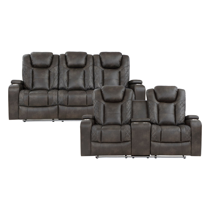 Tabor 2pc Set: Sofa, Love (Power) in Brown/Gray - 9211BRG*2PWH image