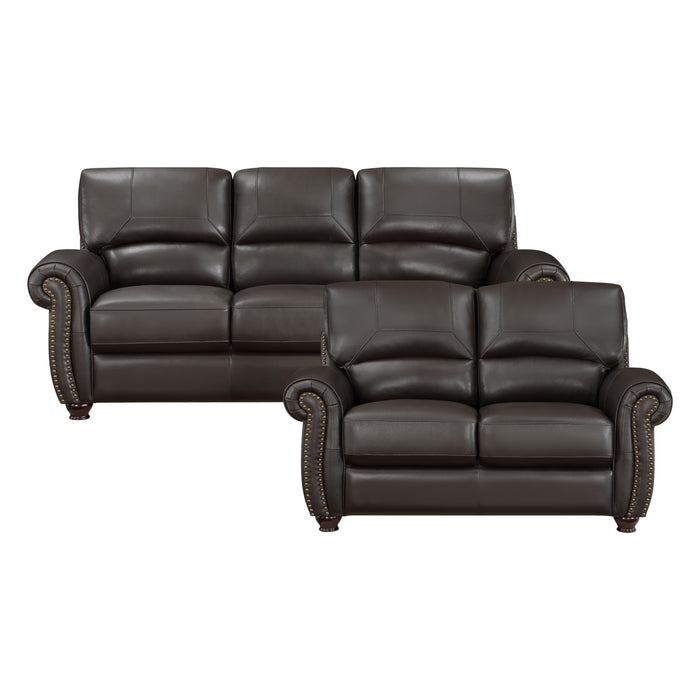 Foxborough 2pc Set: Sofa, Love in Brown - 9269DB*2 image