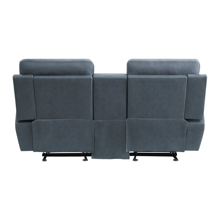 Clifton Double Glider Reclining Loveseat with Center Console in Blue - 9301BUE-2