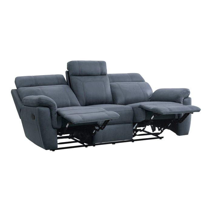 Clifton Double Reclining Sofa with Center Drop-Down Cup Holders in Blue - 9301BUE-3