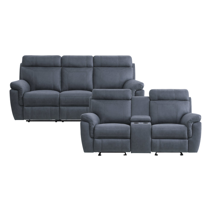 Clifton 2pc Set: Sofa, Love in Blue - 9301BUE*2 image