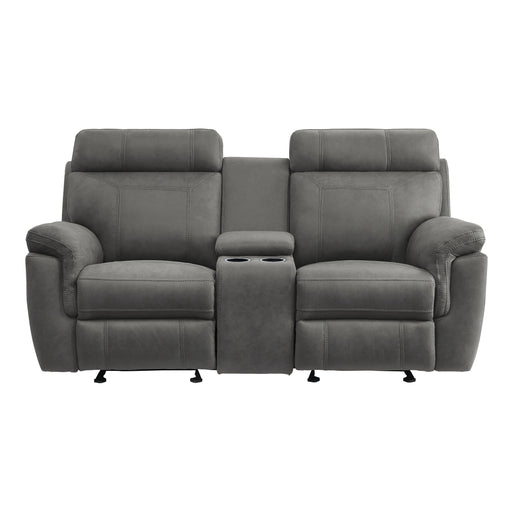 Clifton Double Glider Reclining Loveseat with Center Console in Gray - 9301GRY-2 image