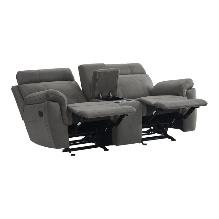 Clifton Double Glider Reclining Loveseat with Center Console in Gray - 9301GRY-2