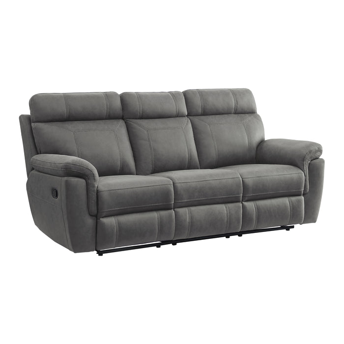 Clifton Double Reclining Sofa with Center Drop-Down Cup Holders in Gray - 9301GRY-3