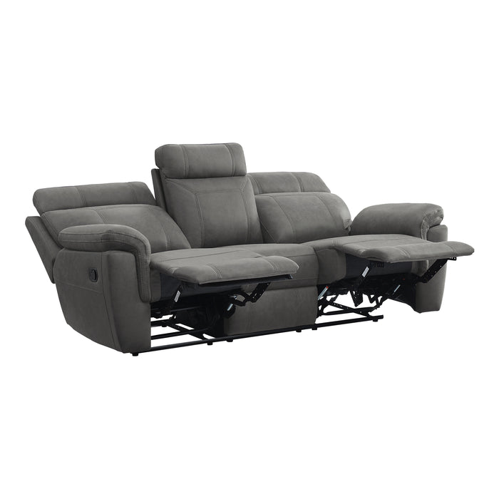 Clifton Double Reclining Sofa with Center Drop-Down Cup Holders in Gray - 9301GRY-3