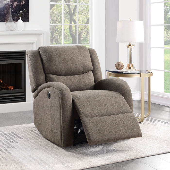 Foxcroft Power Reclining Chair in Brown - 9316BR-1PW