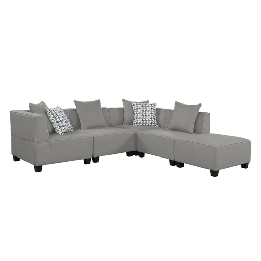 Jayne 5-Piece Modular Sectional with Ottoman in Gray - 9357GY*5OT image