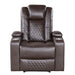 Caelan Power Reclining Chair with Power Headrest, Cup holders and Storage Arms in Brown - 9366DB-1PWH image